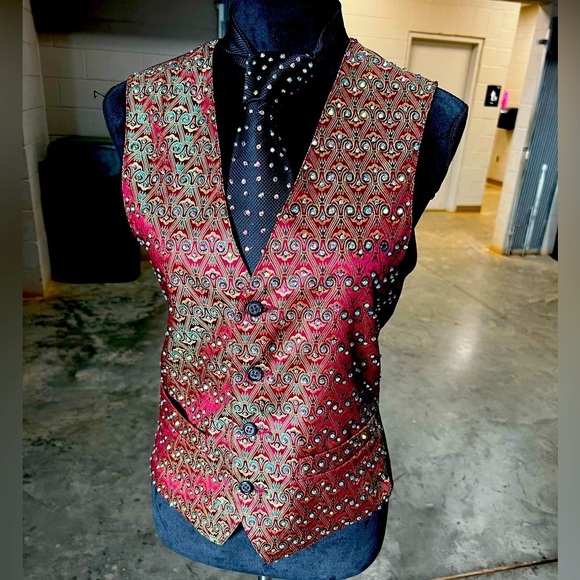 custom Tops - Bling vest and tie sz s